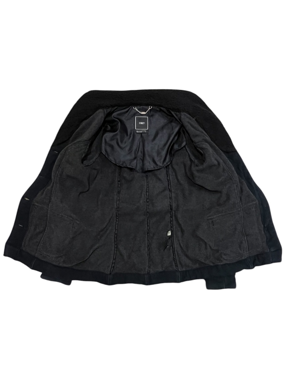 OBEY Black Fleece Peacoat Jacket Size Medium - Picture 8 of 11